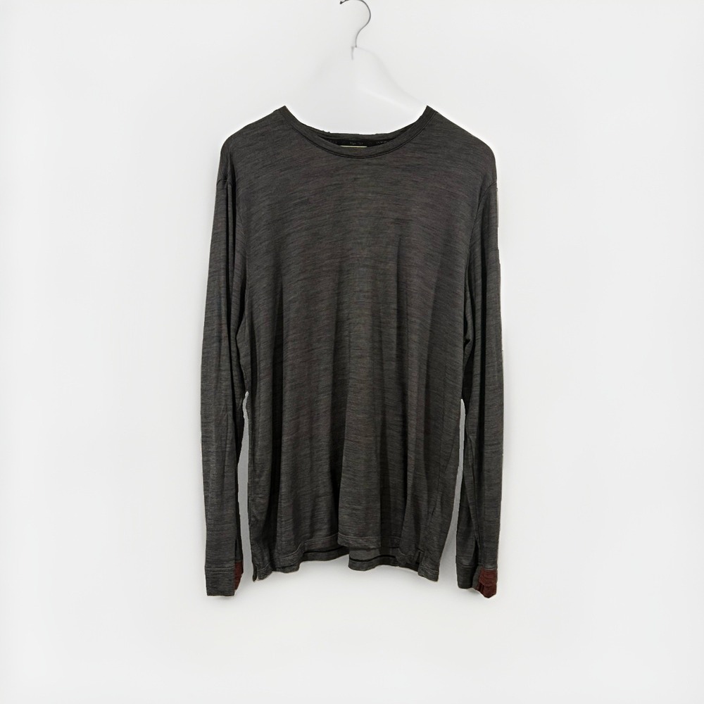 Bombas Shirt Mens XL Gray Merino Wool Tencel Long Sleeve Crewneck Thumbholes